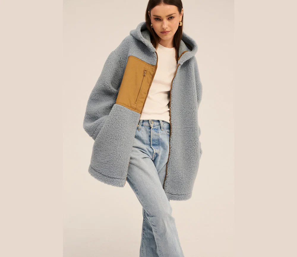 Alwero - Jacke "PATA" Adult mit Kapuze, ICY BLUE, Biowolle Ultra Light - Image 3