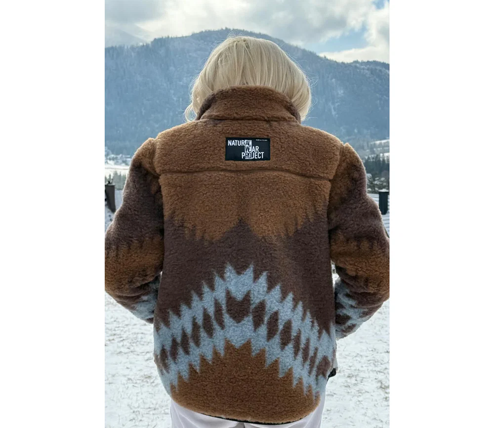 Alwero - Jacke SHERPA, AZTEC ICY BLUE, Biowolle, ultra leicht - Image 4