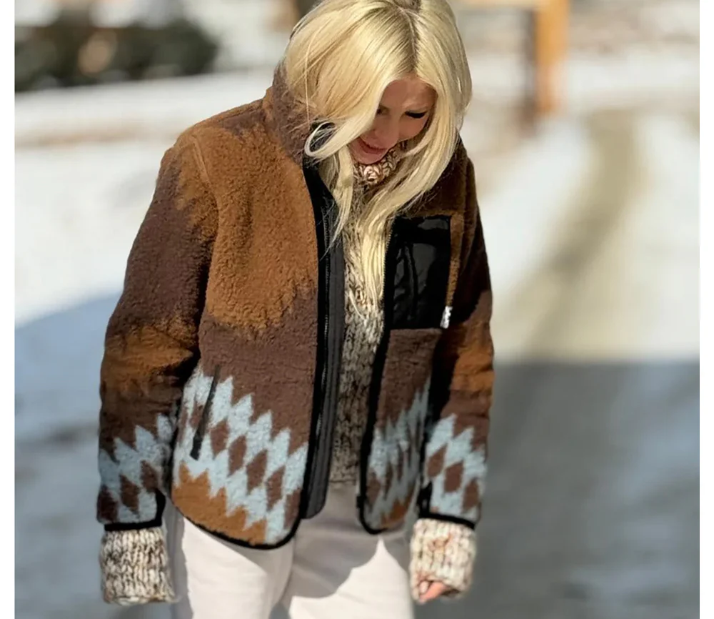 Alwero - Jacke SHERPA, AZTEC ICY BLUE, Biowolle, ultra leicht - Image 6