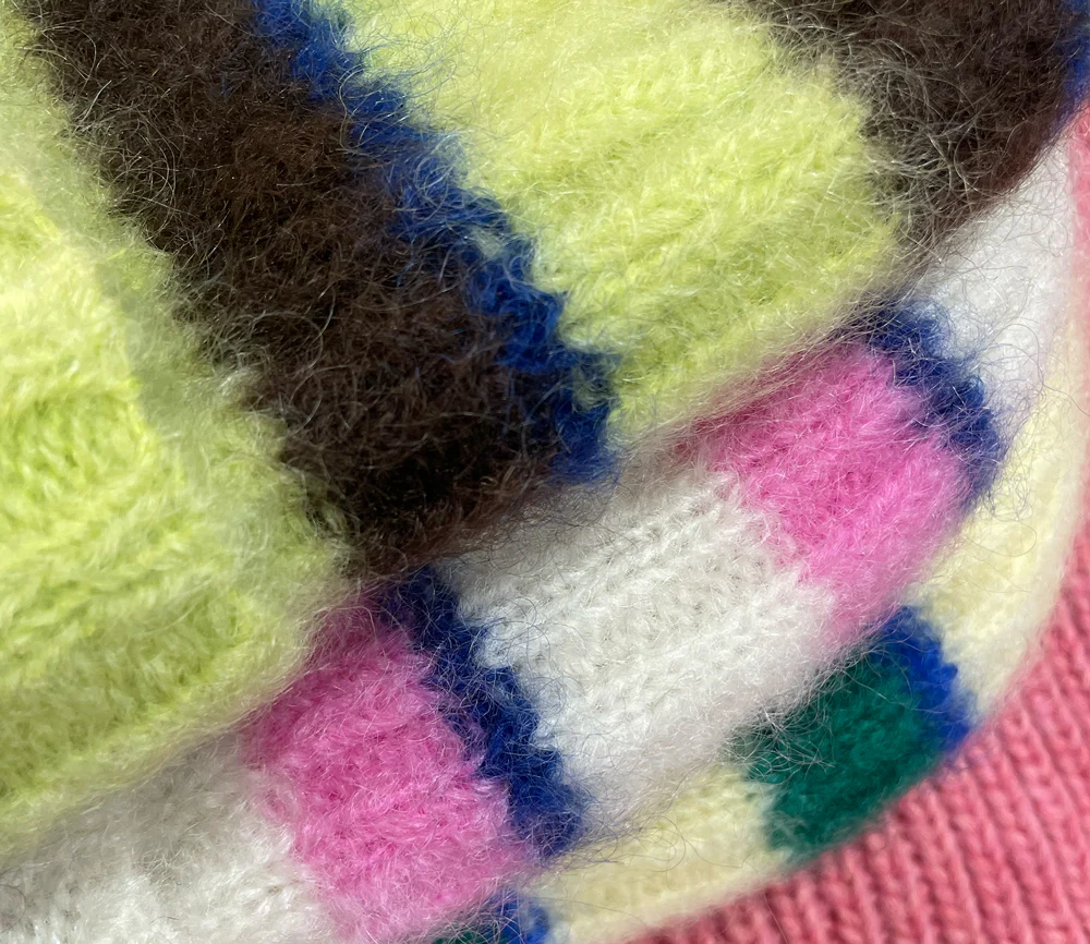 Alwero - Mütze, 'FLUFF', Ecru/Green, Mohair - Image 5