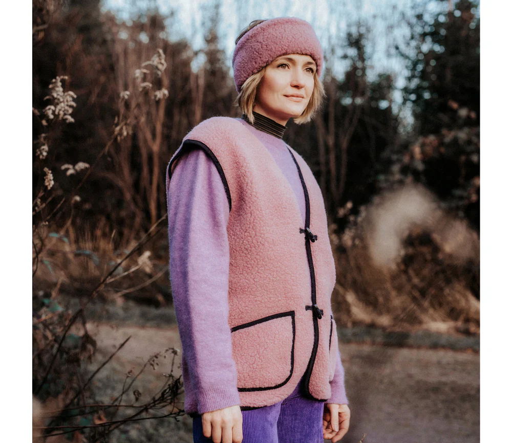 Alwero - Stirnband / Halswärmer VOVO, VENETIAN PINK, Biowolle, ultra light - Image 3