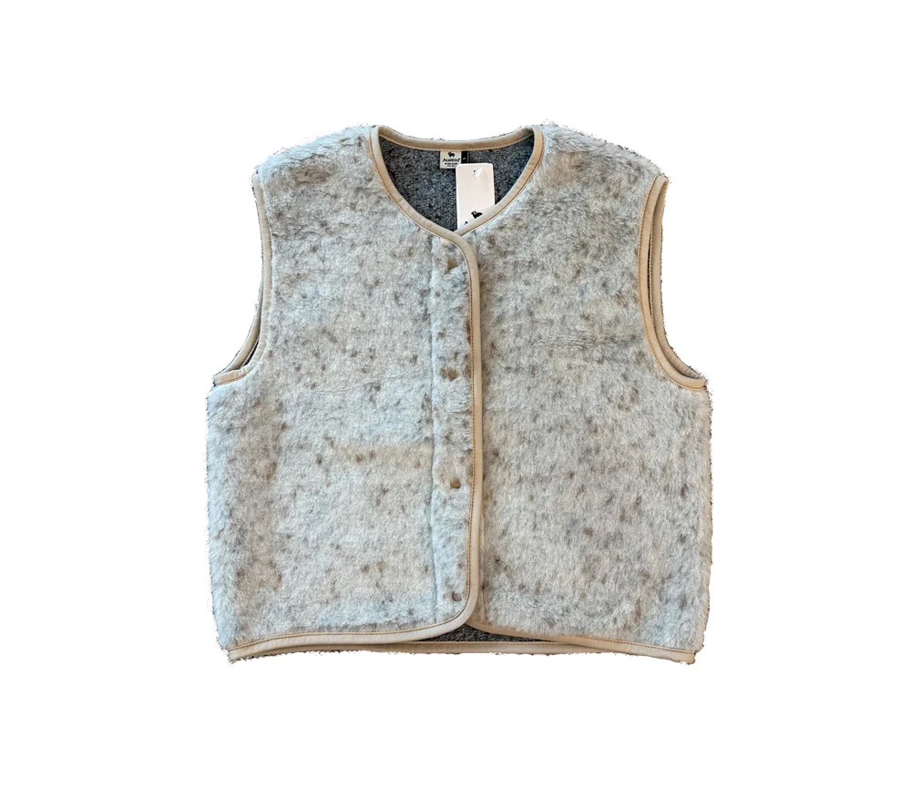 Alwero - Weste "TYB" Adult, BEIGE MULTI DOTS, Biowolle Ultra Light - Image 4